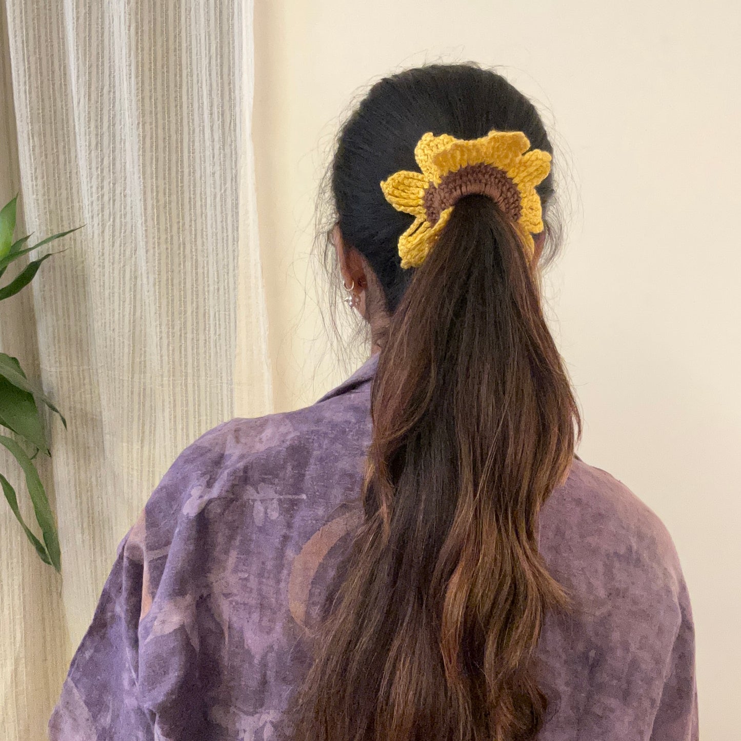 Sunflower Crochet Scrunchie