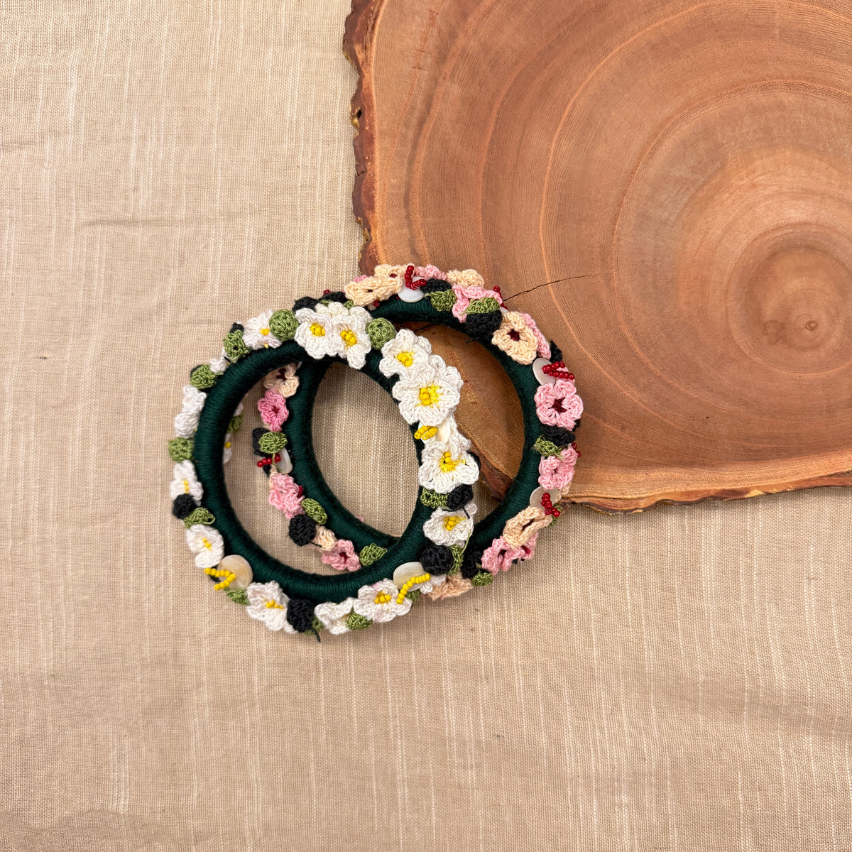 Set of Gulabi and Safed Phool Bangles
