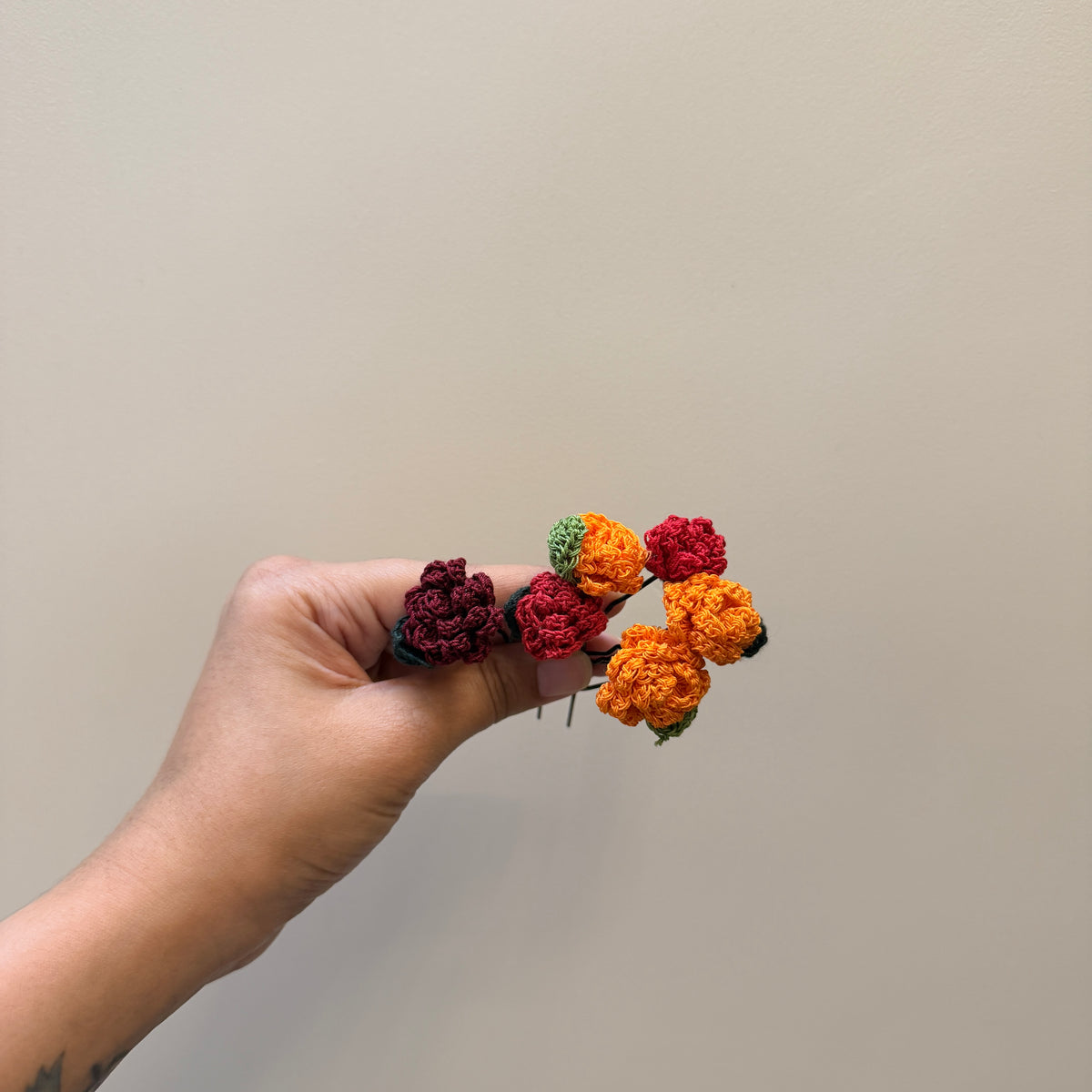 Set of 3 Marigold and 3 Rose HairPins