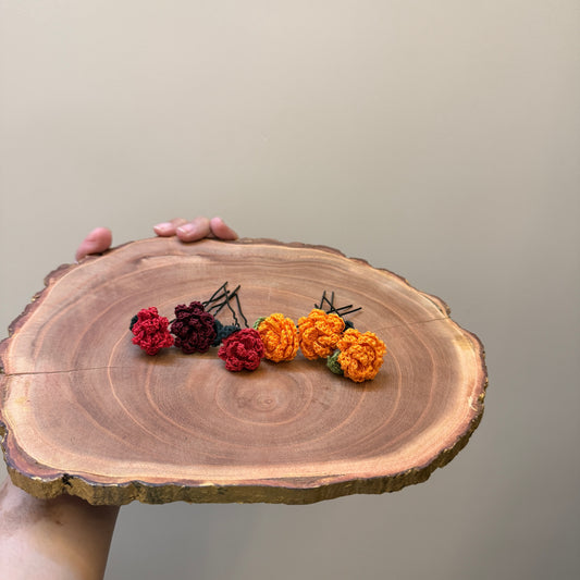 Set of 3 Marigold and 3 Rose HairPins