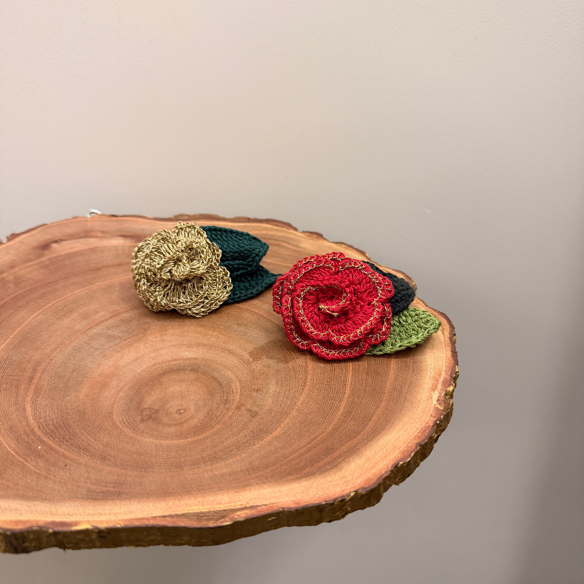 Set of Gold Zari and Rose Zari Hair Clip
