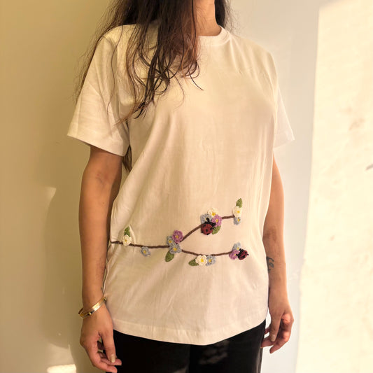 White Serene Stitch T-Shirt