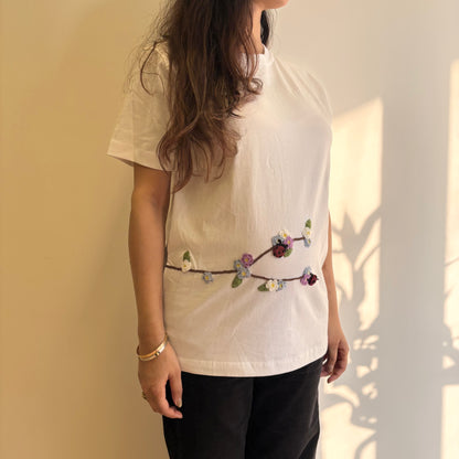 White Serene Stitch T-Shirt