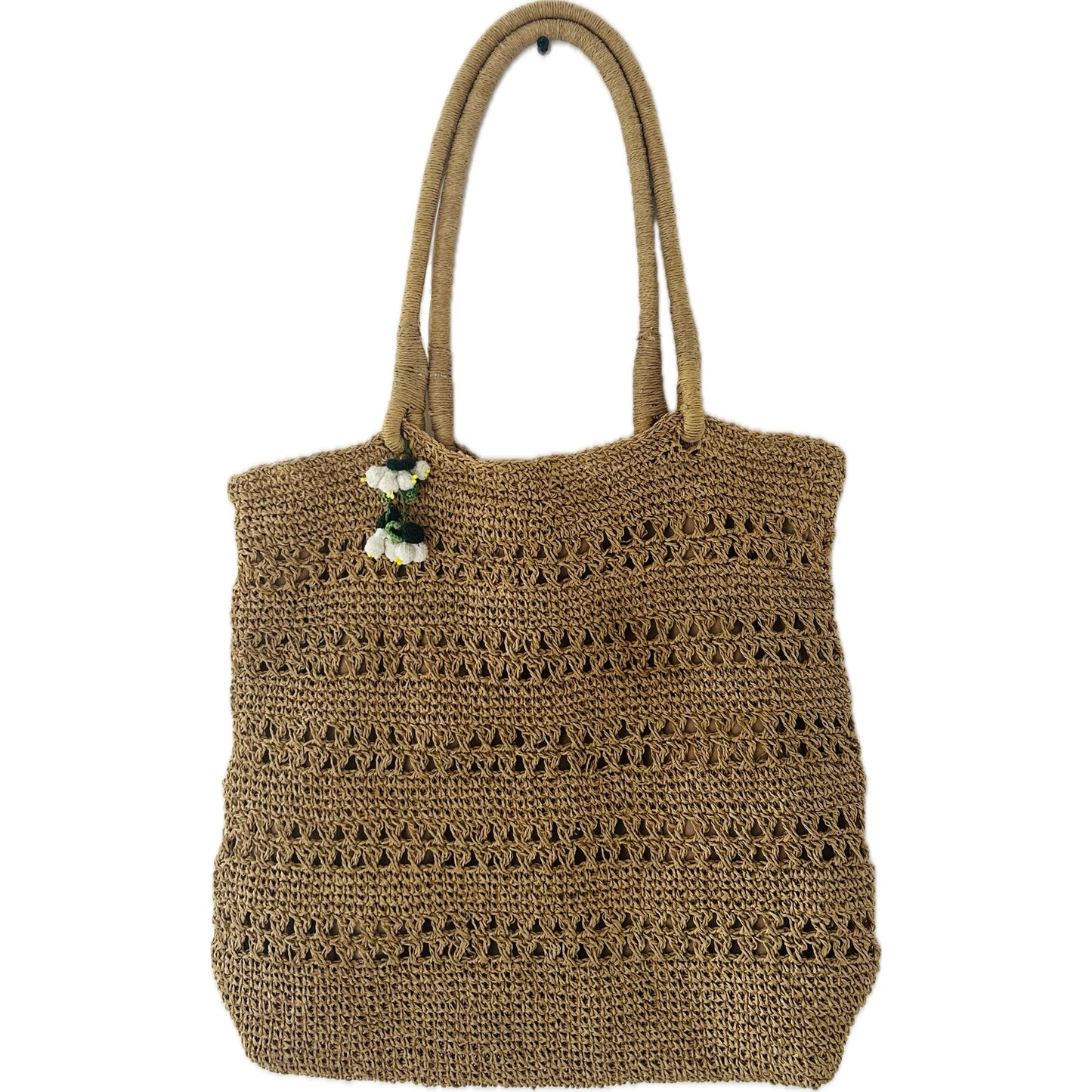 Tan Brown Crochet Tote Bag