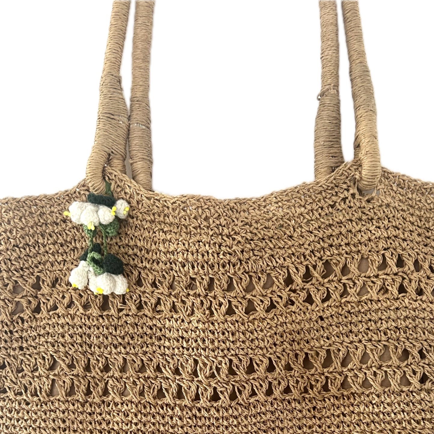 Tan Brown Crochet Tote Bag