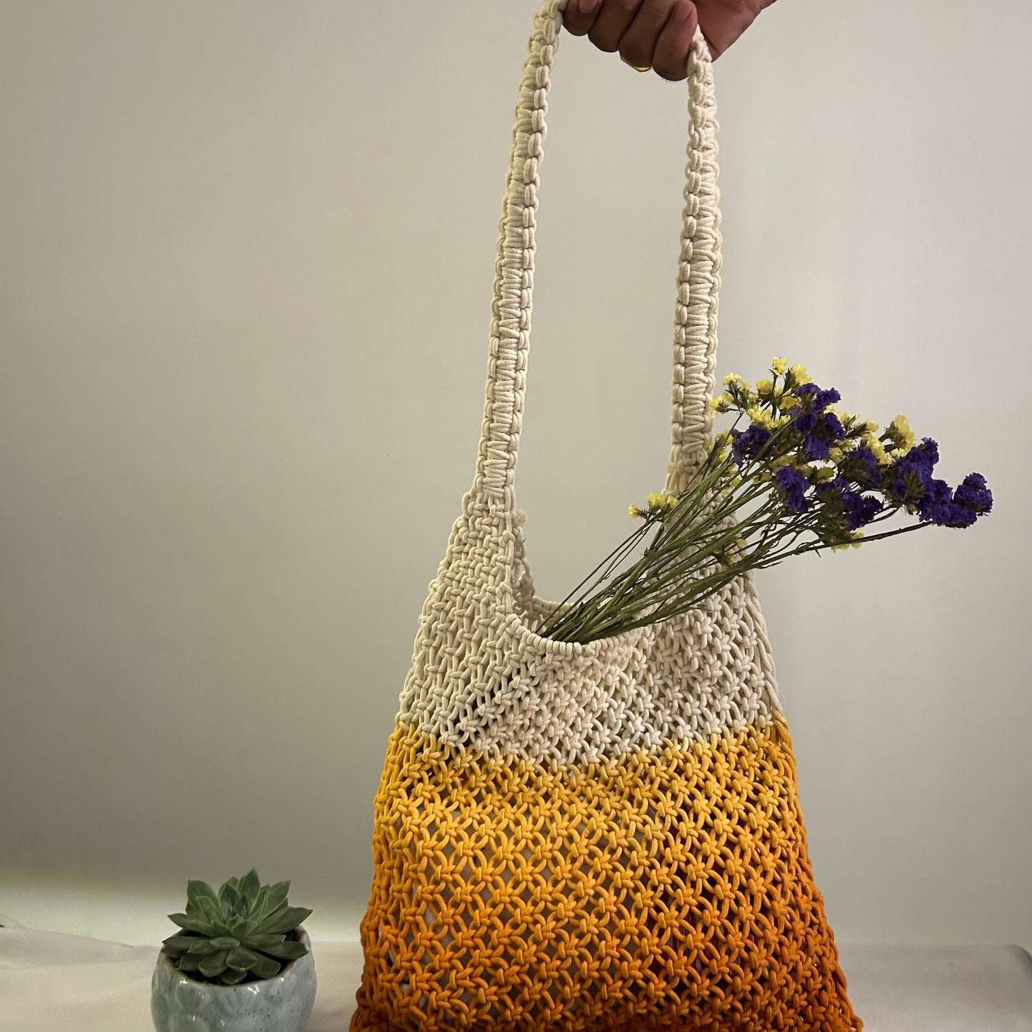 Ombre Macrame Tote Bag