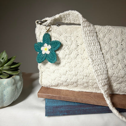 White Crochet Handbag with Charm