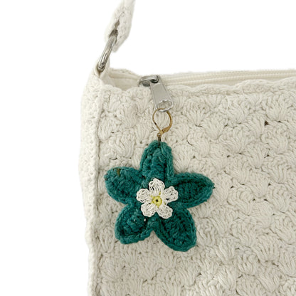 White Crochet Handbag with Charm