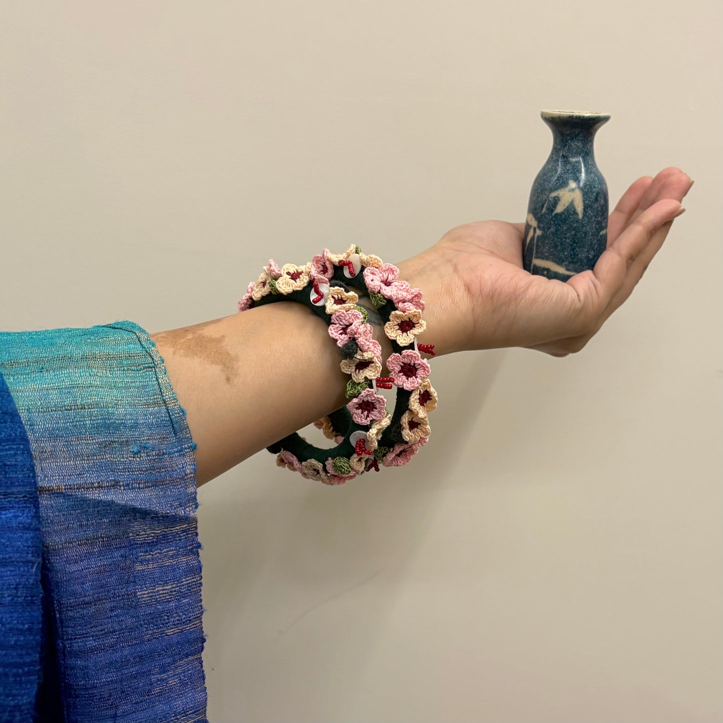 Gulabi Phool Bangles (Set of Two)