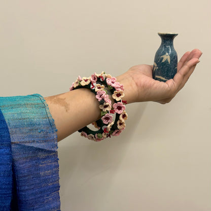Gulabi Phool Bangles (Set of Two)