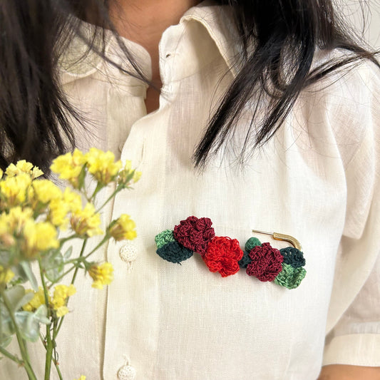 Rose Crochet Brooch on a Metal Pin