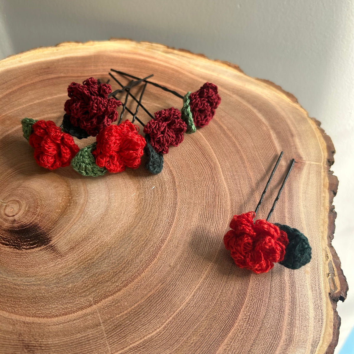 Set of 3 Sunflower and 3 Rose HairPins