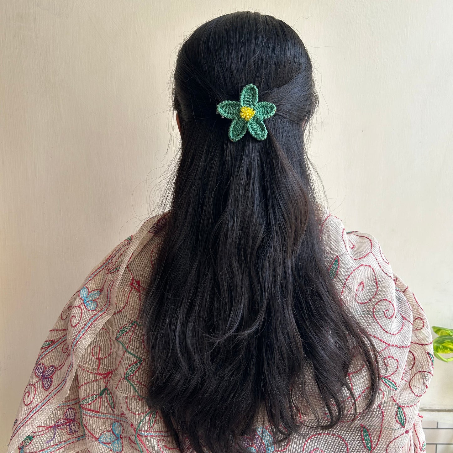 Green Floral Hair Clip