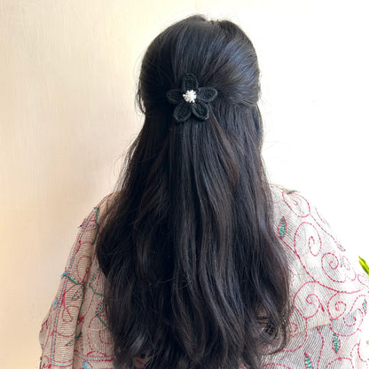 Black Floral Hair Clip