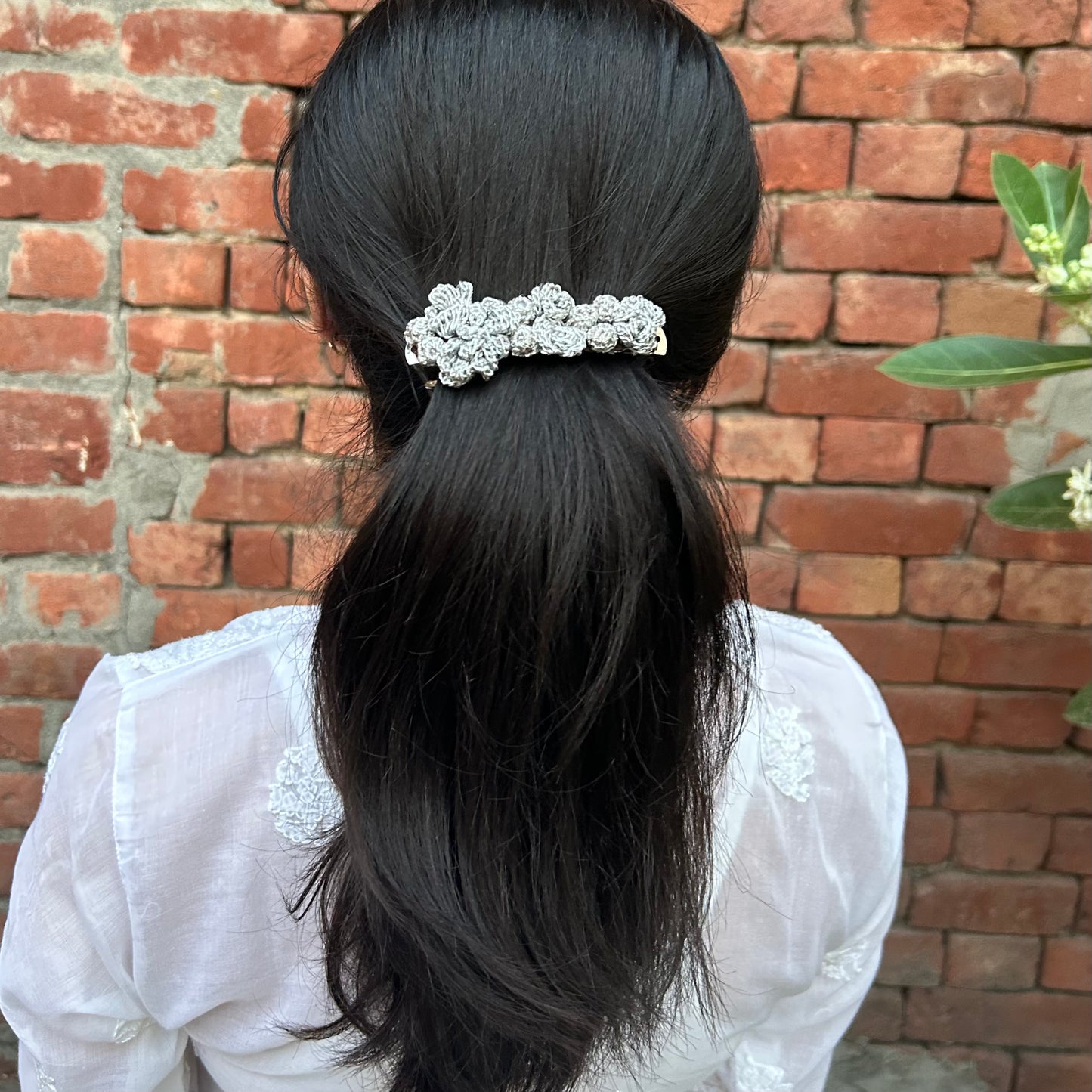 Silver Floral Hair Clip