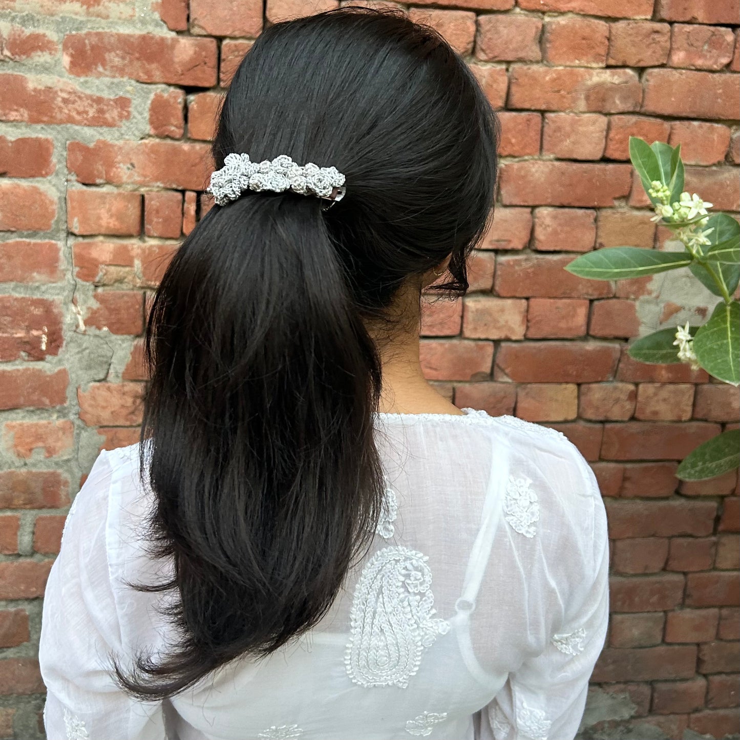 Silver Floral Hair Clip