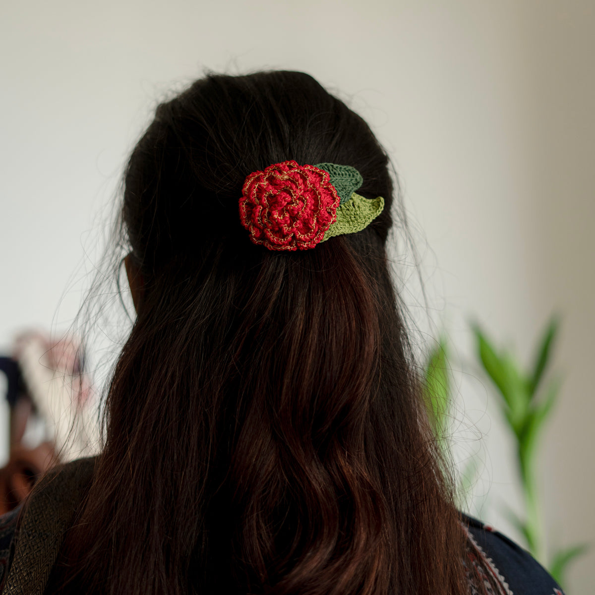 Set of Gold Zari and Rose Zari Hair Clip