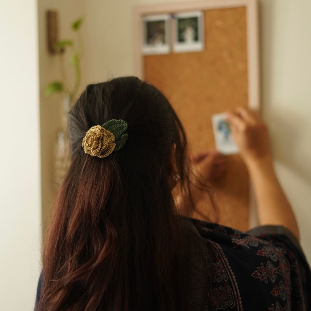 Set of Gold Zari and Rose Zari Hair Clip