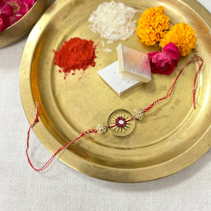 Gleaming Sun in a Brass Ring Rakhi