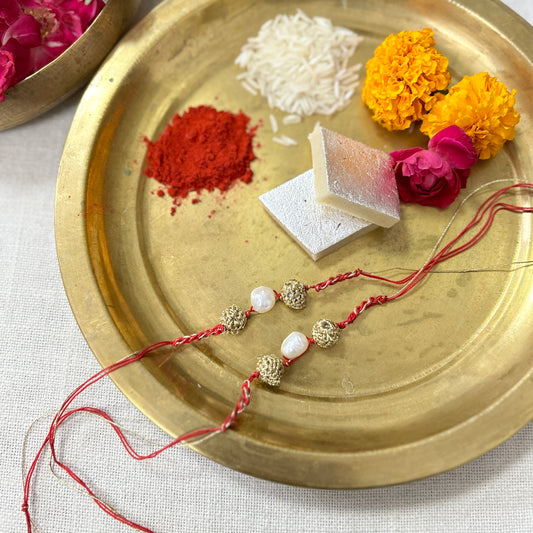 Set of Baroque Pearl Rakhi