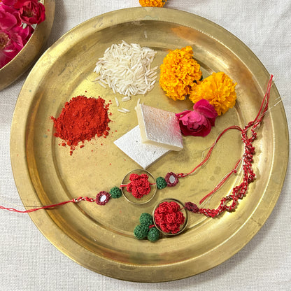 Set of Crochet Rose Rakhi and Lumba