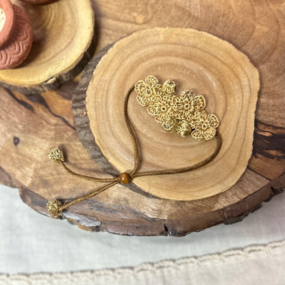 Golden zari crochet rakhi