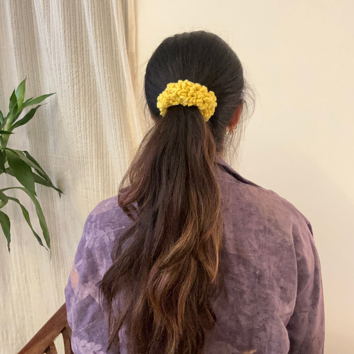 Set of White, Pink, Maroon and Yellow Gajra Scrunchie