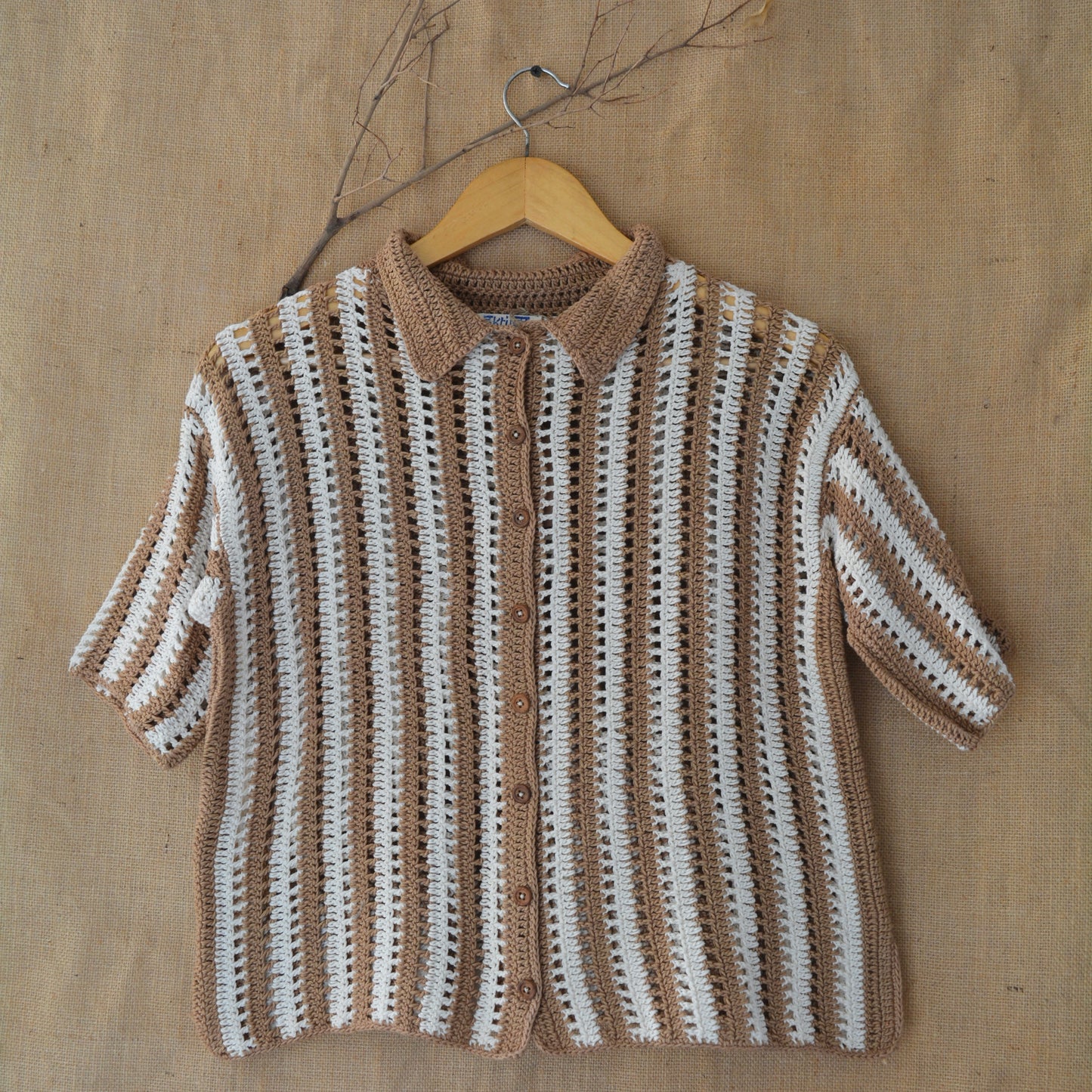 Earth Stripe Crochet Shirt