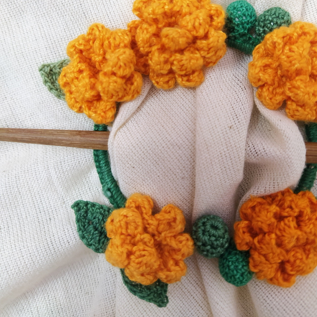 Tangerine Marigold Crochet Hair Tie