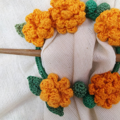 Tangerine Marigold Crochet Hair Tie