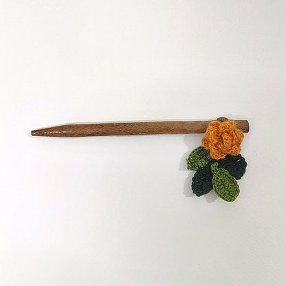 Set of Tangerine and Ecru Flower Hair Stick