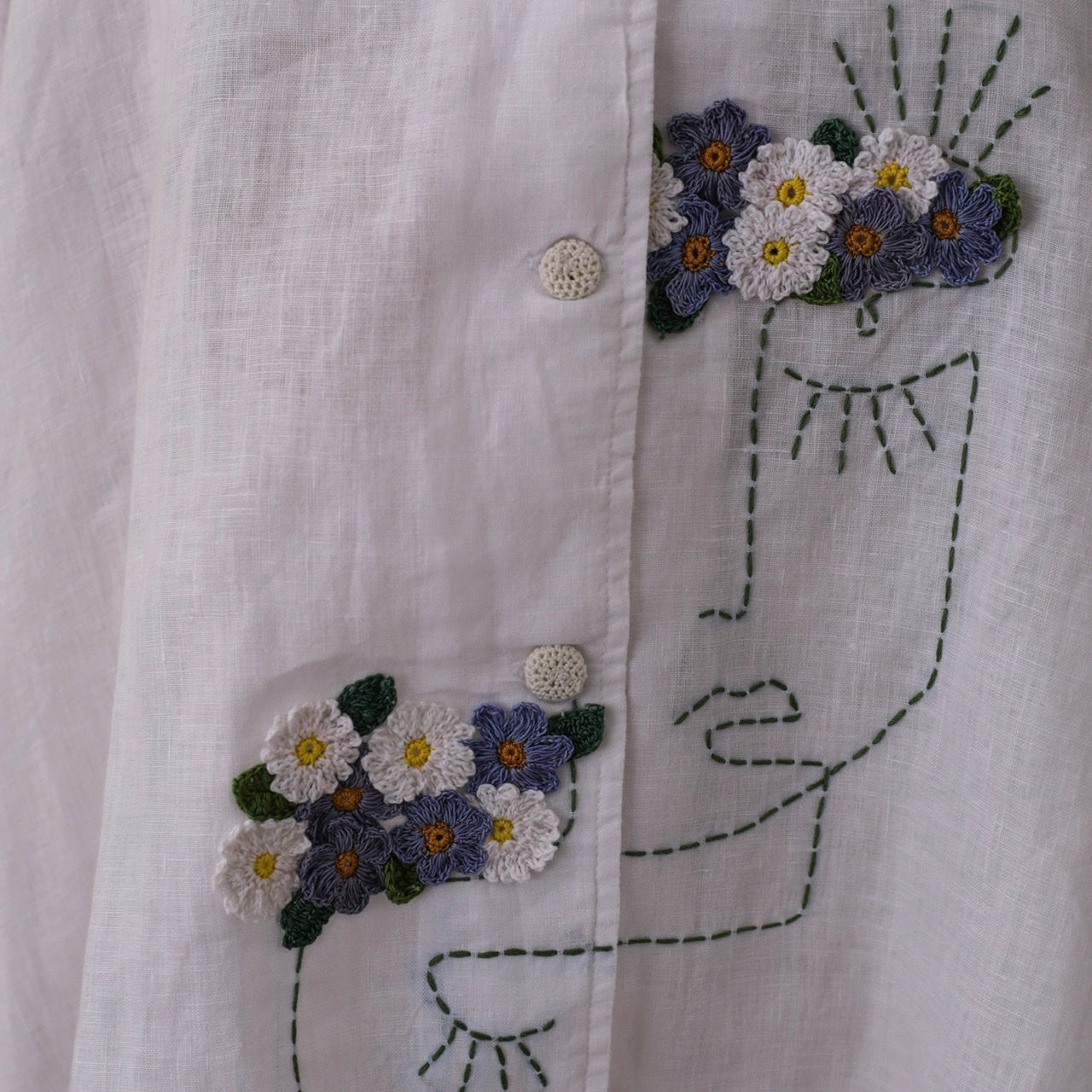 Illustrated White Linen Shirt