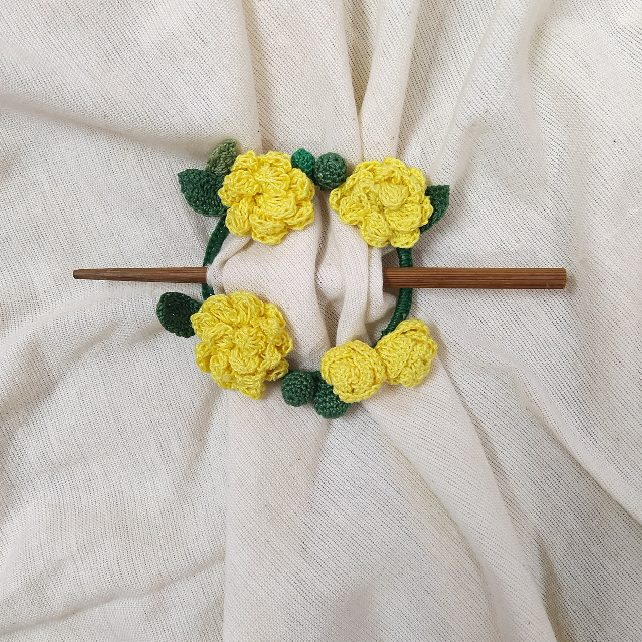 Yellow Marigold Crochet Hair Tie