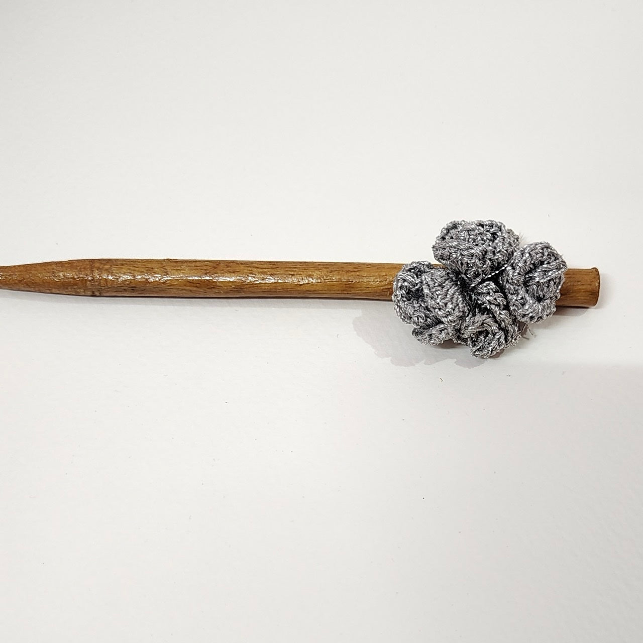 Silver Crochet Flower Hair Stick