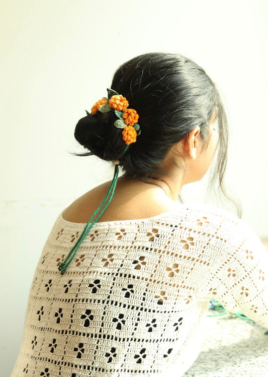 Tangerine Marigold Crochet Hair String