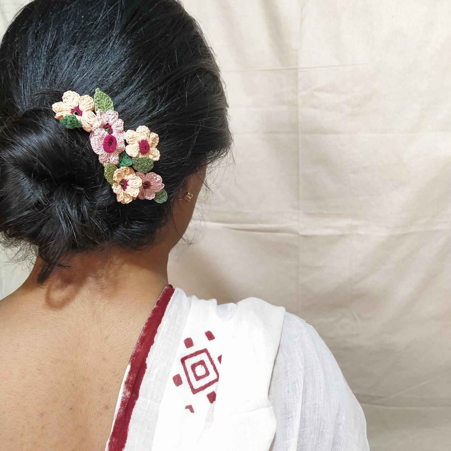 Pink and Peach Crochet Hairpins