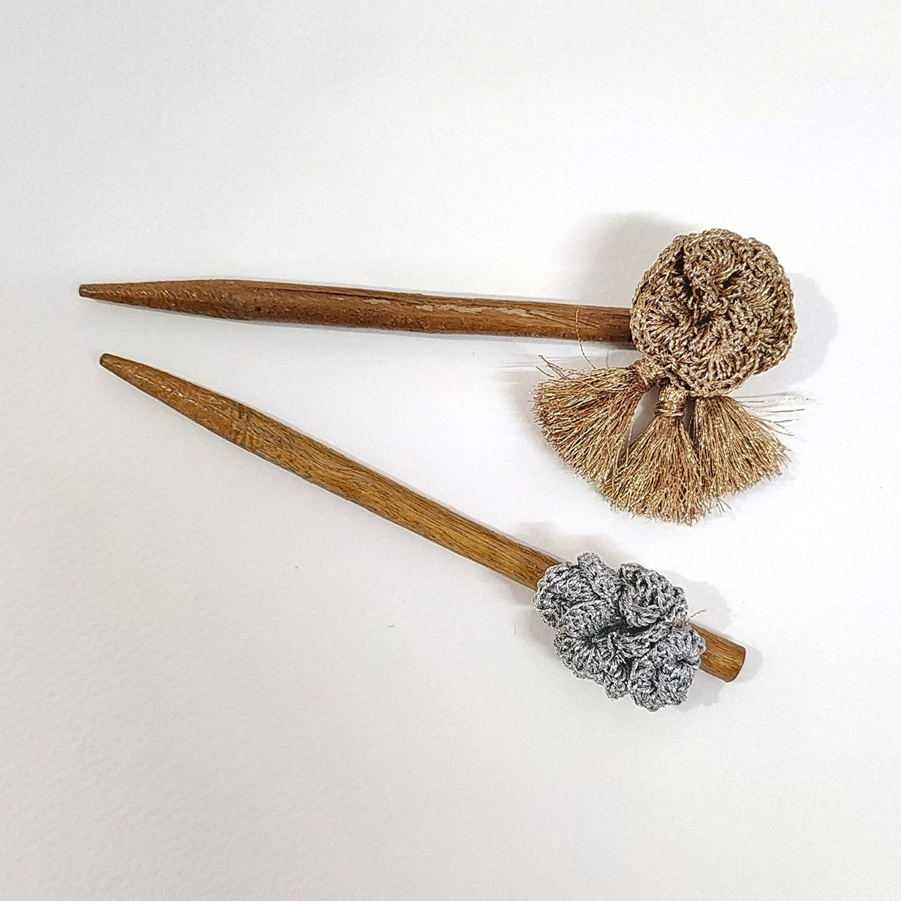 Set of Golden and Silver Crochet Hair Stick