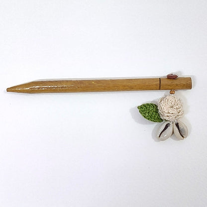 Set of Tangerine and Ecru Flower Hair Stick