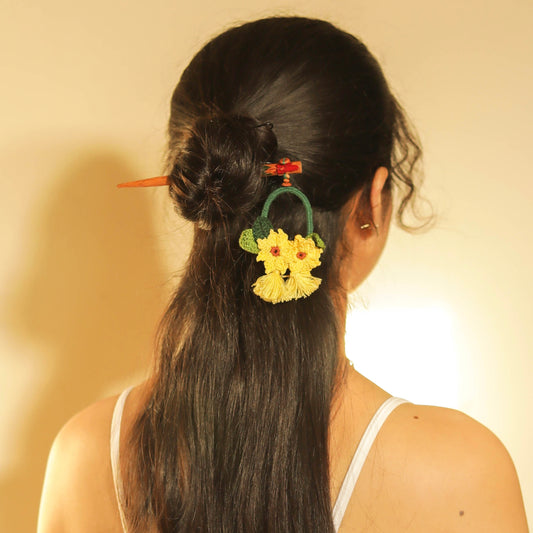 Sunflower on a Ring Hair Stick