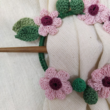 Pink Daisy Crochet Hair Tie