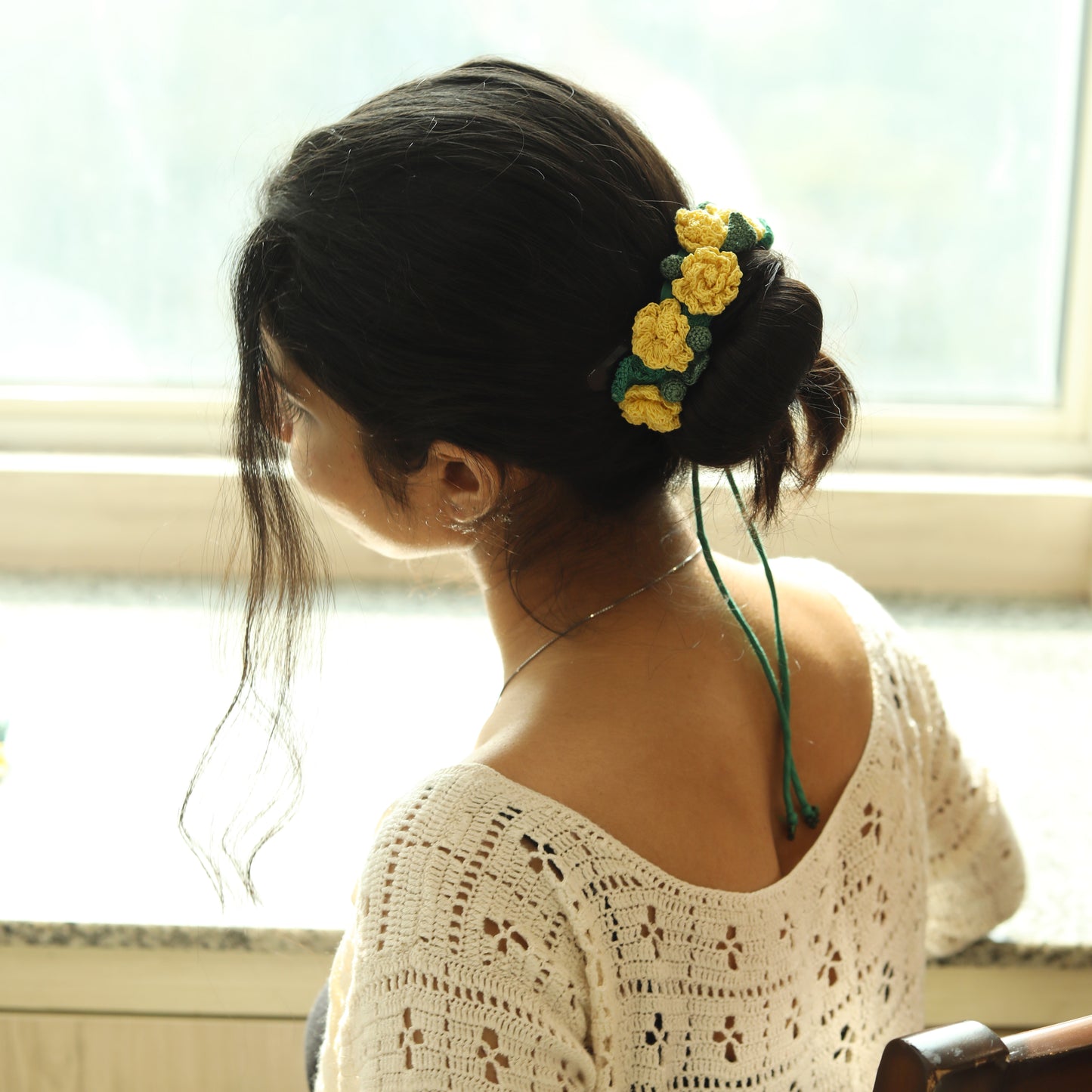 Yellow Marigold Crochet Hair String