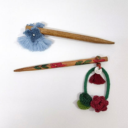 Set of Rose and Hydrangea Hair Stick